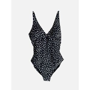 Leilani One Piece Swimsuit Black Adjustable Straps Flattering V‎ Neck Bra Cup 10
